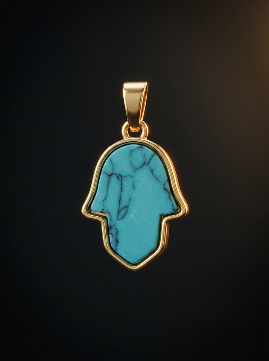 תליון חמסה טורקיז · Turquoise Hamsa Pendant