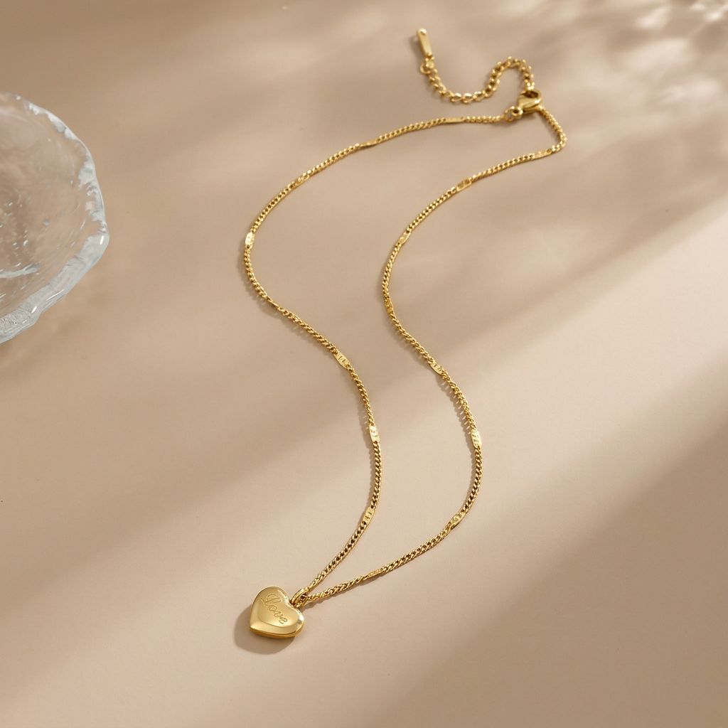 שרשרת לב Love זהב · Love Heart Gold Necklace